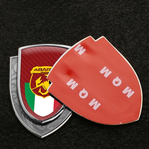 Fiat Abarth Emblem Aufkleber Autozubehor Silbertonfarbe Rote Carmon Mit Italienische Flagge Logo Stil