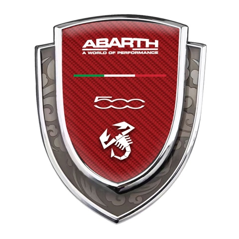 Fiat Abarth 500 Emblem Logo Schriftzug Aufkleber Silbertonfarbe Rote Carbon Version