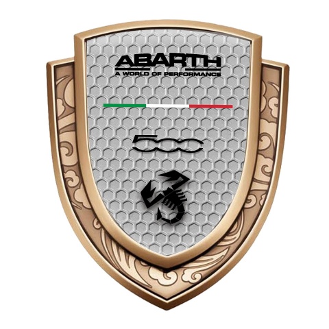 Fiat Abarth Emblem Badge Self Adhesive Gold Grey Hex Black Scorpion