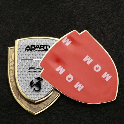 Fiat Abarth Emblem Badge Self Adhesive Gold Grey Hex Black Scorpion