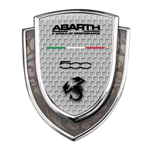 Fiat Abarth 500 Emblem Abzeichen Silbertonfarbe Wabeneffekt Hintergrund