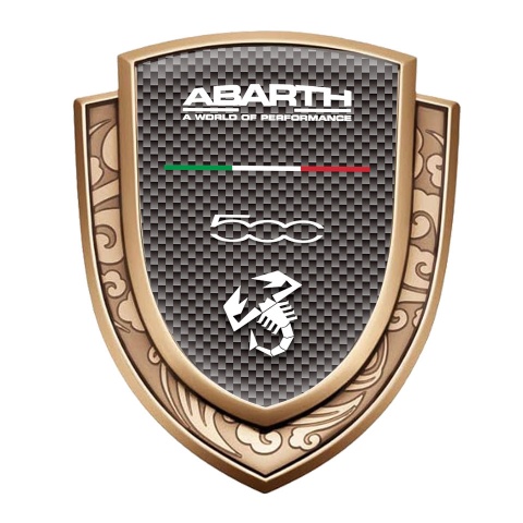 Fiat Abarth 500 Emblem Auto Zeichen Goldtonfarbe Braun Carbon Version