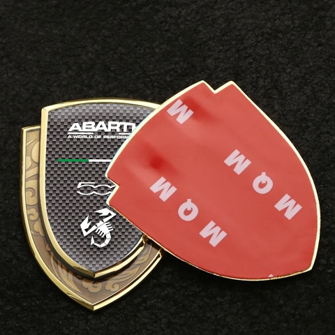Fiat Abarth 500 Emblem Auto Zeichen Goldtonfarbe Braun Carbon Version