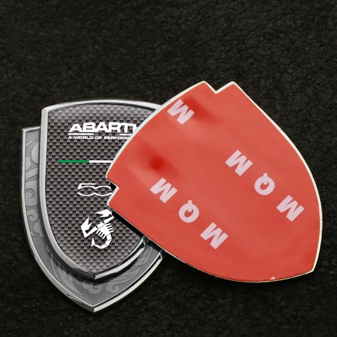 Fiat Abarth 500 Emblem Auto Zeichen Silbertonfarbe Braun Carbon Version