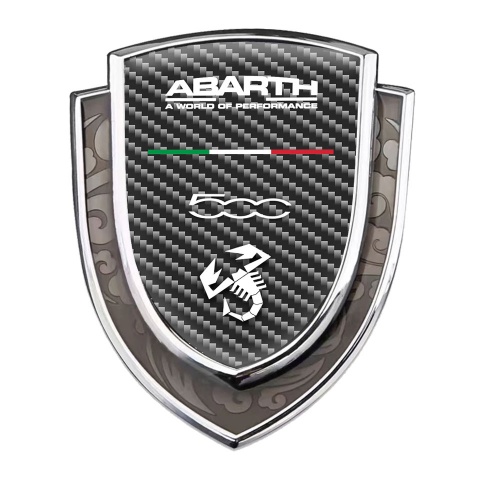 Fiat Abarth 500 Emblem Aufkleber Autozubehor Silbertonfarbe Dunkles Carbon Version