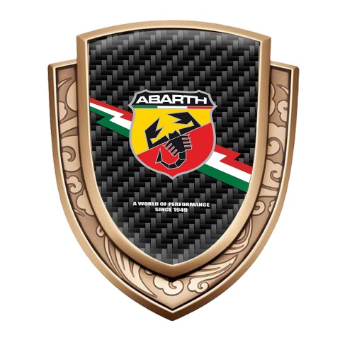 Fiat Abarth Emblem Aufkleber Autozubehor Goldtonfarbe Schwarz Kohlenstoff mit Blitz Logo Design