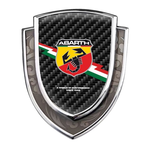 Fiat Abarth Emblem Aufkleber Autozubehor Silbertonfarbe Schwarz Kohlenstoff mit Blitz Logo Design