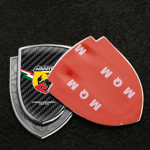 Fiat Abarth Emblem Aufkleber Autozubehor Silbertonfarbe Schwarz Kohlenstoff mit Blitz Logo Design