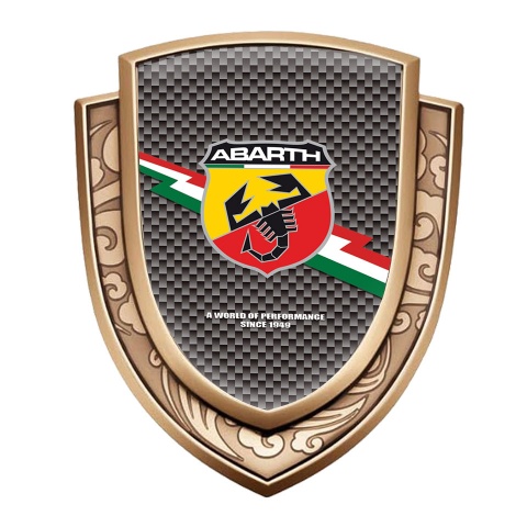 Fiat Abarth Seitenflugel Emblem Aufkleber Goldtonfarbe Grau Carbon Mit Blitz Logo Stil