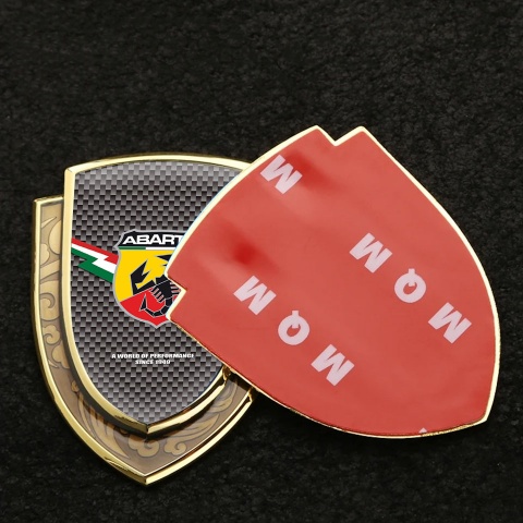 Fiat Abarth Seitenflugel Emblem Aufkleber Goldtonfarbe Grau Carbon Mit Blitz Logo Stil