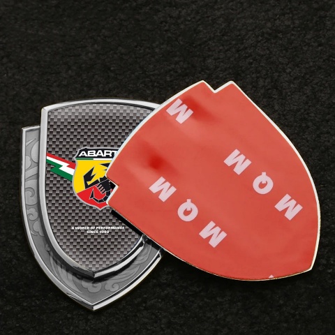Fiat Abarth Seitenflugel Emblem Aufkleber Silbertonfarbe Grau Carbon Mit Blitz Logo Stil