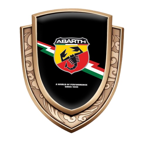Fiat Abarth Emblem Ornament Gold Black Background Lightning Logo Motif