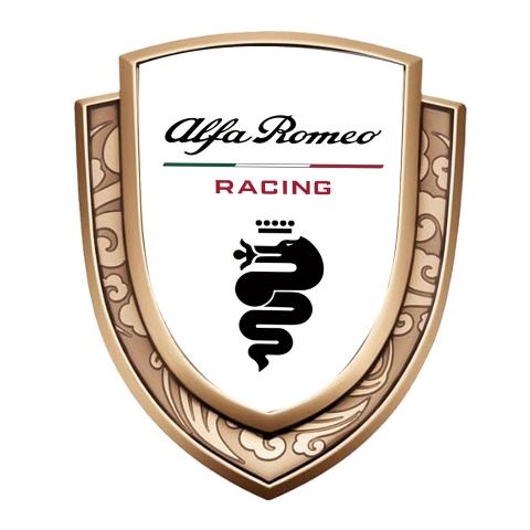 Alfa Romeo Emblem Abzeichen Goldtonfarbe Weiss print Schwarz Logo