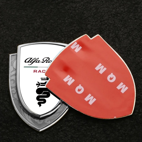 Alfa Romeo Emblem Abzeichen Silbertonfarbe Weiss print Schwarz Logo