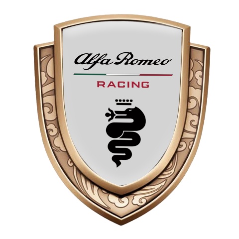 Alfa Romeo Bodyside Emblem Gold Grey Base Classic Serpent Logo