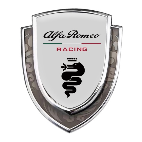 Alfa Romeo Bodyside Emblem Silver Grey Base Classic Serpent Logo