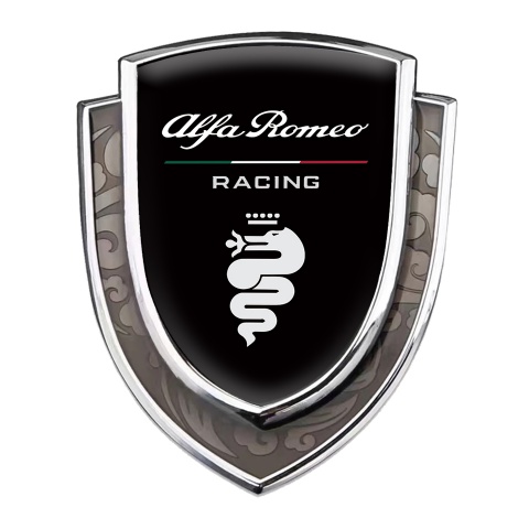 Alfa Romeo Emblem Aufkleber Autozubehor Silbertonfarbe Schwarz Print mit Weiss Logo