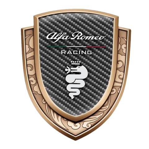Alfa Romeo Badge Self Adhesive Gold Dark Carbon White Logo Edition