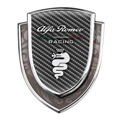 Alfa Romeo Badge Self Adhesive Silver Dark Carbon White Logo Edition