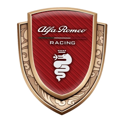 Alfa Romeo Badge Self Adhesive Gold Red Carbon White Logo Edition