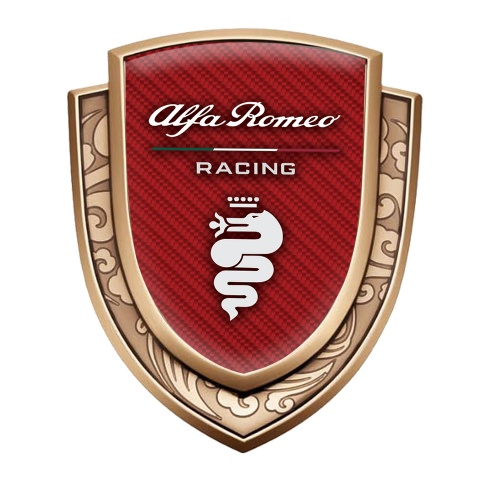 Alfa Romeo Seitenflugel Emblem Aufkleber Goldtonfarbe Rote Kohlenstoff Weiss logo Auflage
