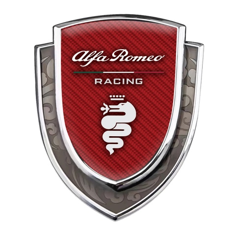 Alfa Romeo Badge Self Adhesive Silver Red Carbon White Logo Edition