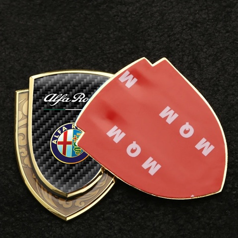 Alfa Romeo Emblem Fender Badge Gold Black Carbon Color Logo Design