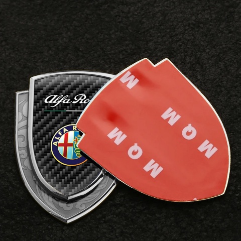 Alfa Romeo Emblem Fender Badge Silver Black Carbon Color Logo Design