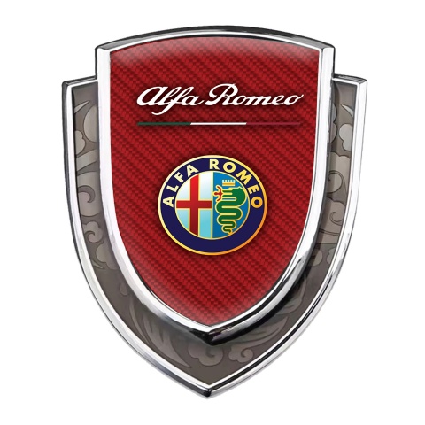 Alfa Romeo Fender Emblem Badge Silver Red Carbon Colorful Logo Edition