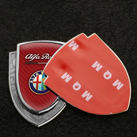Alfa Romeo Fender Emblem Badge Silver Red Carbon Colorful Logo Edition