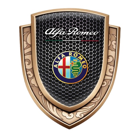 Alfa Romeo Emblem Trunk Badge Gold Dark Grate Classic Logo Edition