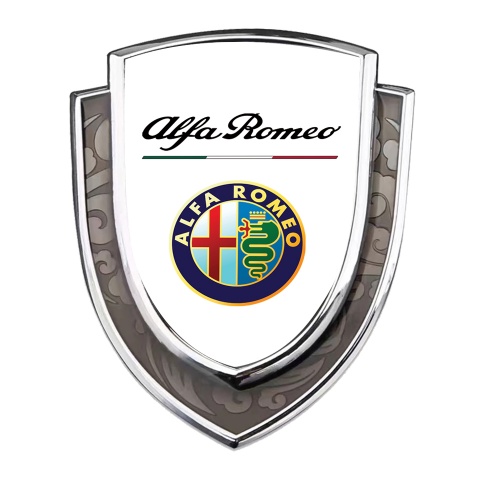 Alfa Romeo Emblem Self Adhesive Silver White Base Color Logo Design