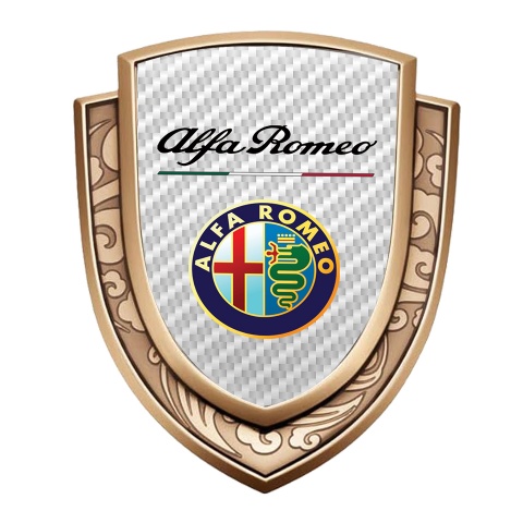 Alfa Romeo Emblem Ornament Gold White Carbon Colorful Logo Design
