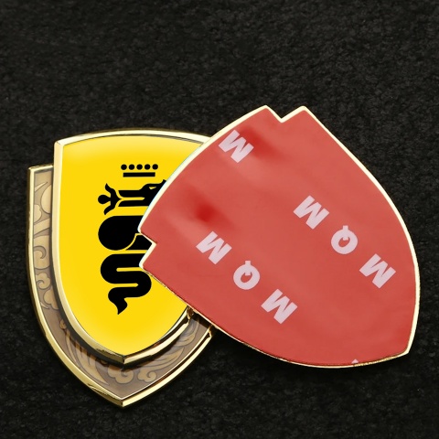 Alfa Romeo Emblem Car Badge Gold Yellow Background Black Logo Edition