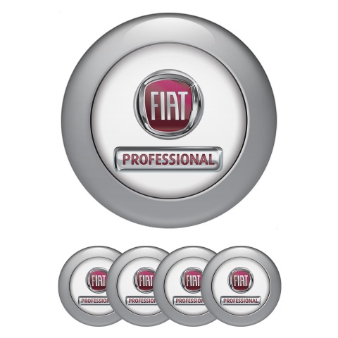 Fiat Silicone Stickers for Center Wheel Caps White Grey Ring Chrome Logo
