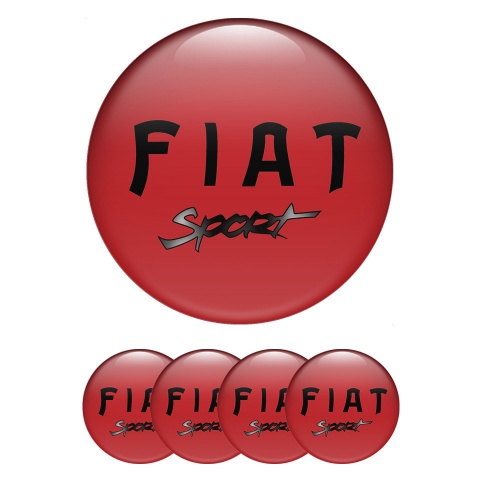 Fiat Sport Wheel Emblem for Center Caps Red Base Black Logo Edition