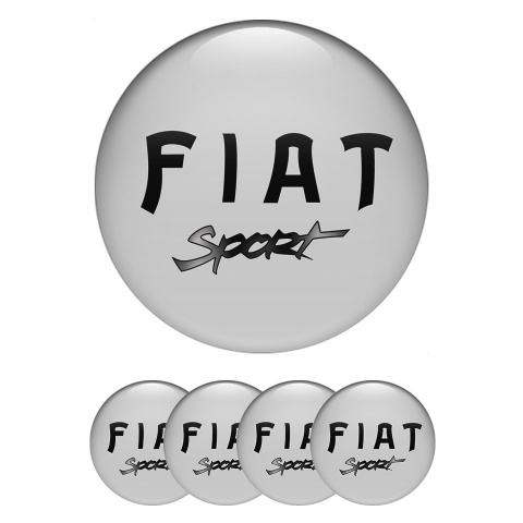 Fiat Sport Center Wheel Caps Stickers Light Grey Black Gradient Edition