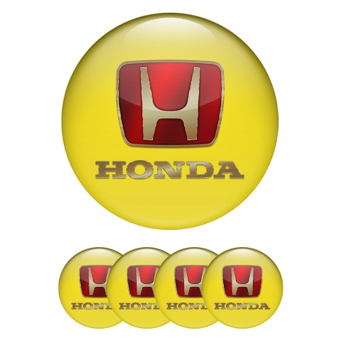 Honda Stickers for Wheels Center Caps Yellow Gold Logo Edition