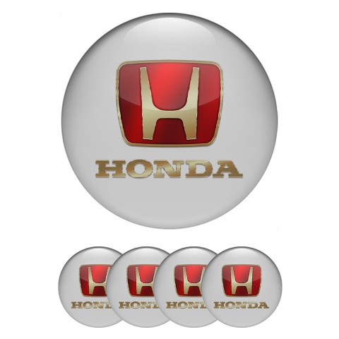 Honda Emblem for Wheel Center Caps Grey Fill Gold Red Edition