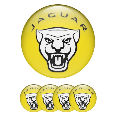 Jaguar Silicone Stickers for Center Wheel Caps Yellow Fill Vector Logo