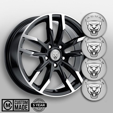 Jaguar Domed Stickers for Wheel Center Caps Grey Fill Vector Logo