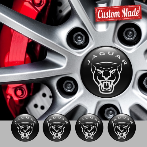 Jaguar Emblem for Wheel Center Caps Black Base Vicious Black Logo