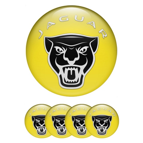 Jaguar Emblems for Center Wheel Caps Yellow Base Vicious Black Predator