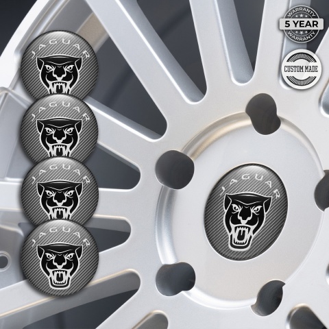 Jaguar Center Caps Wheel Emblem Light Carbon Vicious Black Logo