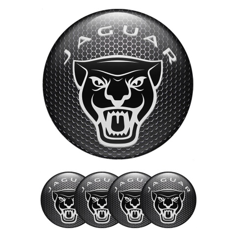 Jaguar Center Caps Wheel Emblem Metal Grate Vicious Black Logo