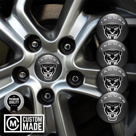 Jaguar Center Caps Wheel Emblem Metal Grate Vicious Black Logo