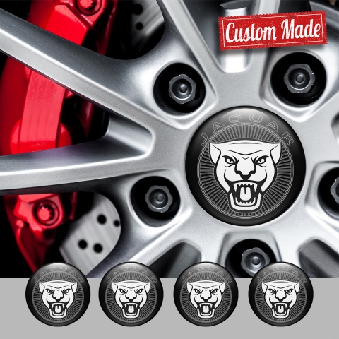 Jaguar Wheel Emblem for Center Caps Black Vicious White Logo