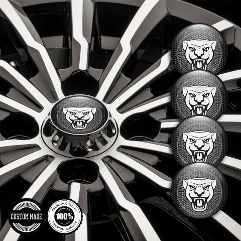Jaguar Center Caps Wheel Emblem Caps Black Mesh White Symbol Design