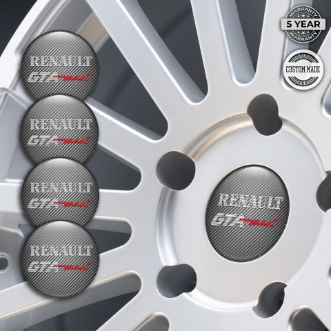Renault GTA Center Caps Wheel Emblem Carbon Tint White Sport Edition
