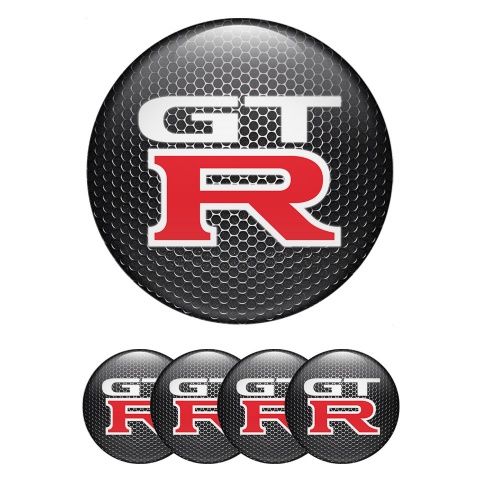 Nissan GTR Center Wheel Caps Stickers Steel Texture Red Sport Logo